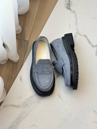 Loafers piele naturală întoarsă - bleu [1]