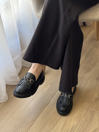 Loafers piele naturală accesoriu- negru [2]