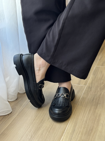 Loafers piele naturală accesoriu- negru [3]