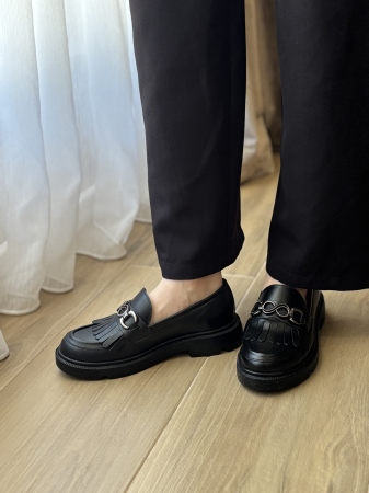 Loafers piele naturală accesoriu- negru [4]