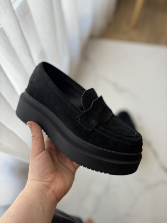 Loafers piele naturală întoarsă - negru [1]