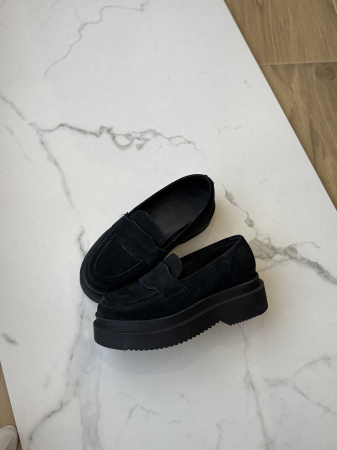 Loafers piele naturală întoarsă - negru [3]