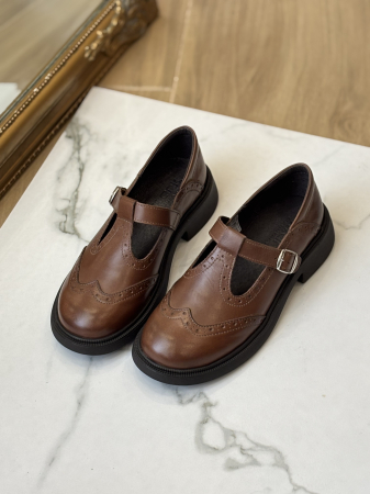 Încălțăminte - Pantofi piele Mary Jane - brown