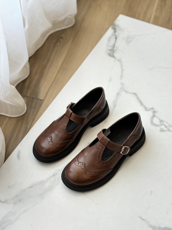 Încălțăminte - Pantofi piele Mary Jane - brown