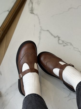 Pantofi piele Mary Jane - brown [1]