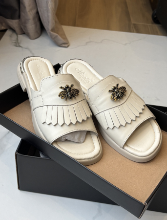 Papuci eleganți piele naturală - beige [3]