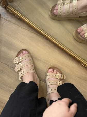 Încălțăminte - Sandale nude cu barete reglabile