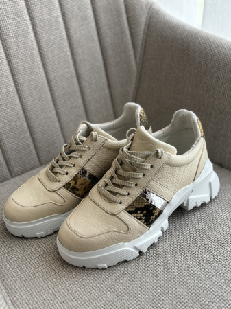 Încălțăminte - Sneakers din piele - crem