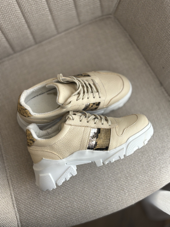 Sneakers din piele - crem [3]