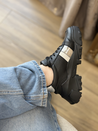 Sneakers din piele - negru silver [5]