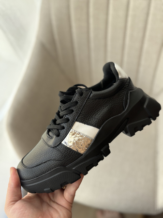 Sneakers din piele - negru silver [7]