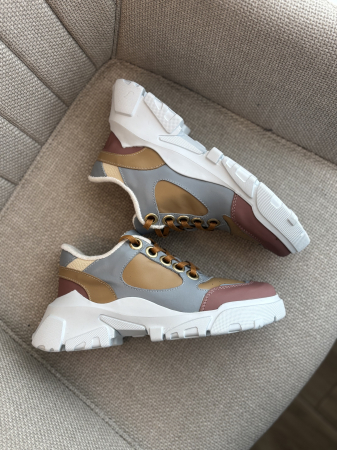 Sneakers din piele - bleu [2]