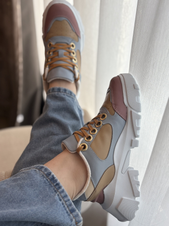 Sneakers din piele - bleu [3]