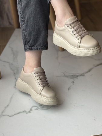 Sneakers piele naturală - bej [3]