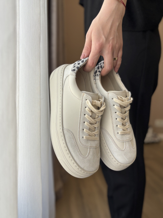 Sneakers piele naturală - bej [3]