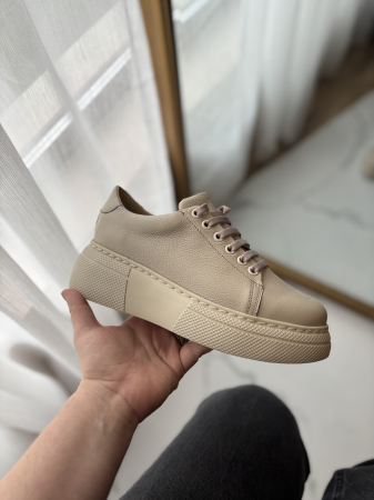 Încălțăminte - Sneakers piele naturală - bej