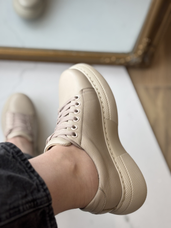 Sneakers piele naturală - bej [2]