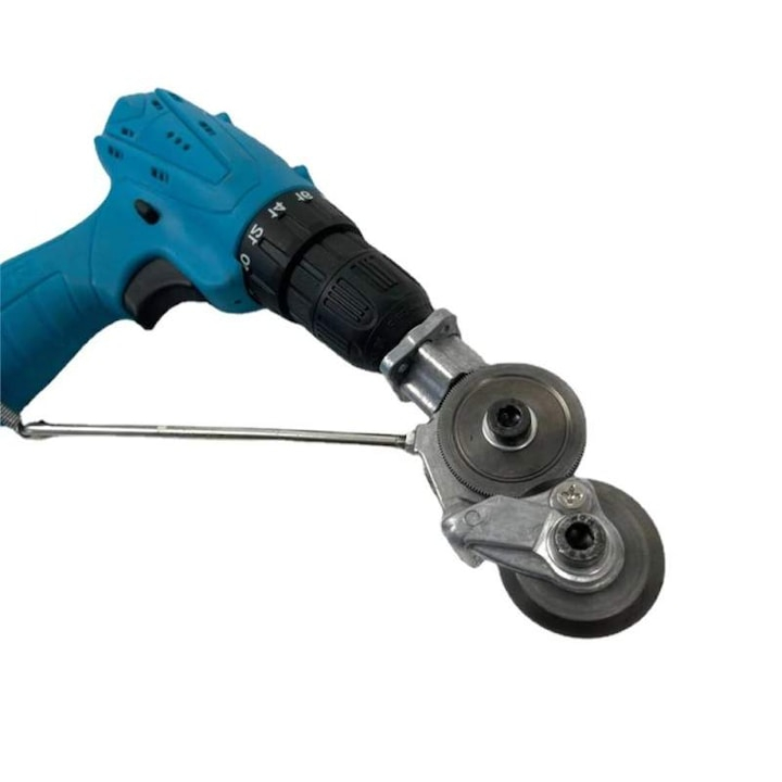 ADAPTOR PROFESIONAL PENTRU BORMAȘINĂ, DISPOZITIV CU ROLE PENTRU TĂIAT TABLĂ (OȚEL, ALUMINIU, CUPRU), PRINDERE 1/4, ARGINTIU [5]