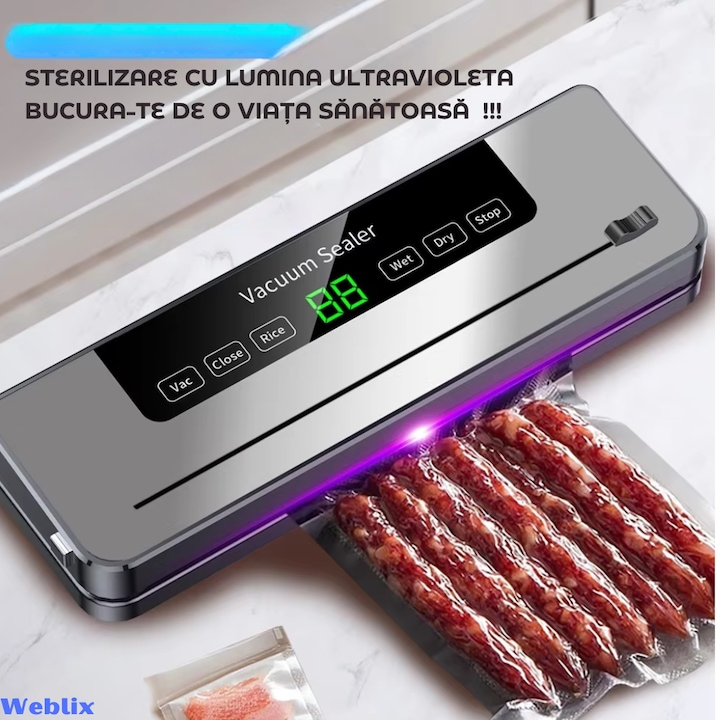 APARAT DE VIDAT ȘI SIGILAT PREMIUM, 120W, VIDARE UMEDĂ/USCATĂ, STERILIZARE UV, ECRAN TACTIL ȘI 6 MODURI DE LUCRU – GRI PLUMB [6]