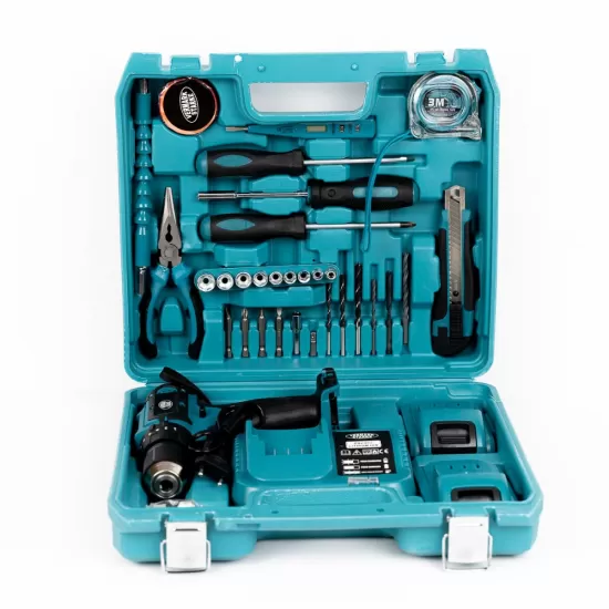 Bormasina Electrica 36V cu Percutie + Trusa Autofiletanta: 2 Acumulatori, Incarcator si 30 Accesorii [2]