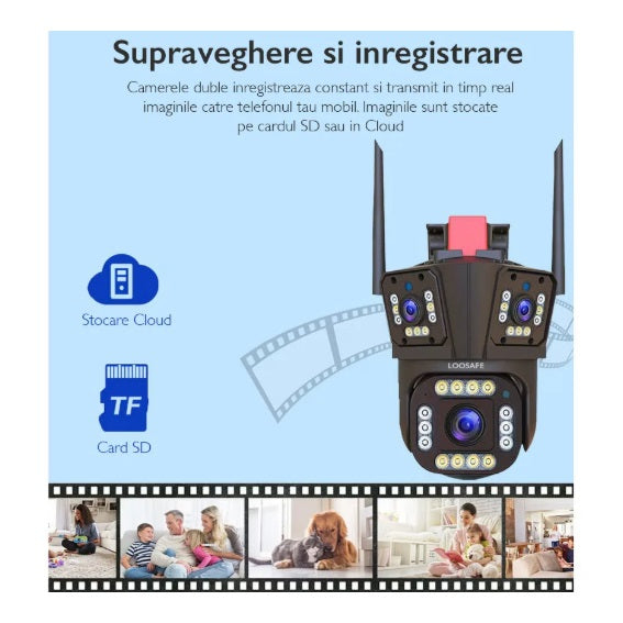 CAMERĂ DE SUPRAVEGHERE TRIPLĂ 4G 12MP – EXTERIOR/INTERIOR, ULTRA HD, 3 LENTILE, ZOOM 5X, ROTIRE PTZ, NIGHT VISION COLOR ȘI COMUNICARE BIDIRECȚIONALĂ [2]