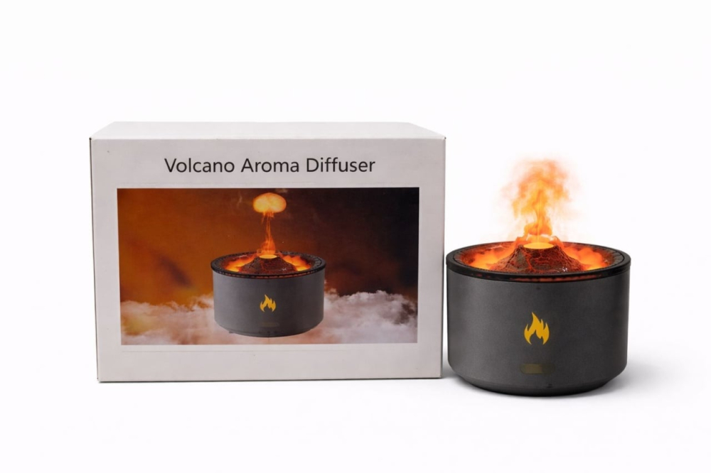 DIFUZOR AROME TIP VULCAN CU EFECT DE LAVĂ ȘI FLACĂRĂ LED – UMIDIFICATOR ȘI DISPOZITIV AROMATERAPIE CU DESIGN SPECTACULOS ȘI MODURI DE PULVERIZARE DINAMICE [2]