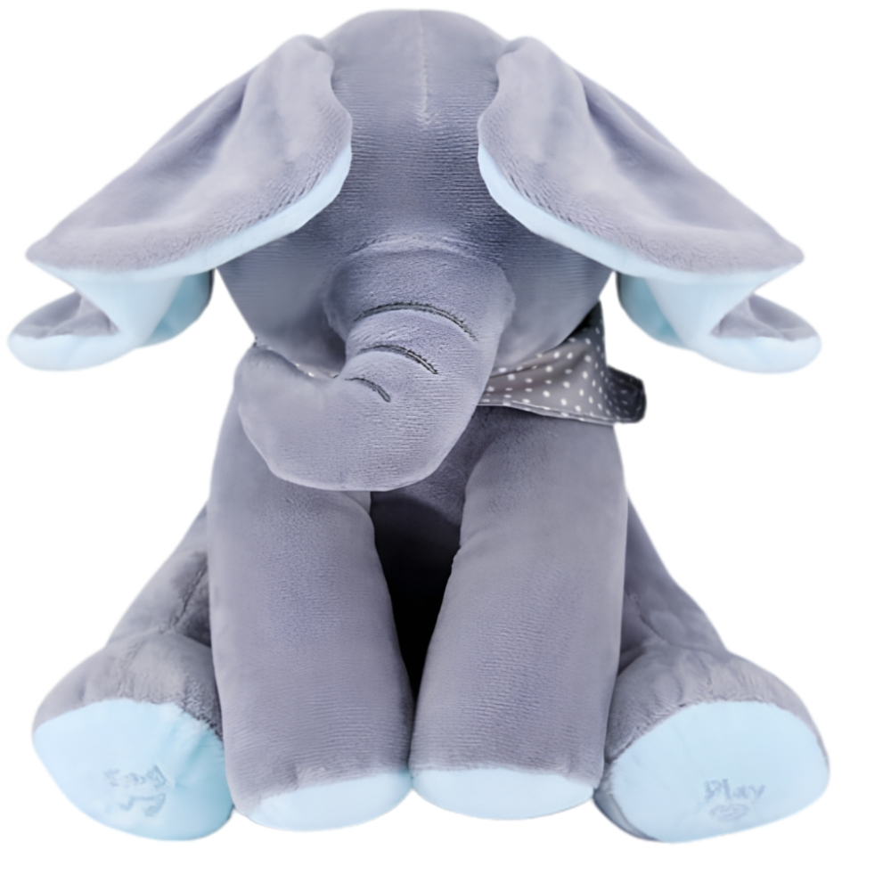 ELEFANT INTERACTIV DIN PLUȘ PEEK-A-BOO – JUCĂRIE CARE CÂNTĂ, VORBEȘTE ȘI FLUTURĂ URECHILE, CADOU IDEAL PENTRU BEBELUȘI ȘI COPII, GRI/ROZ [2]
