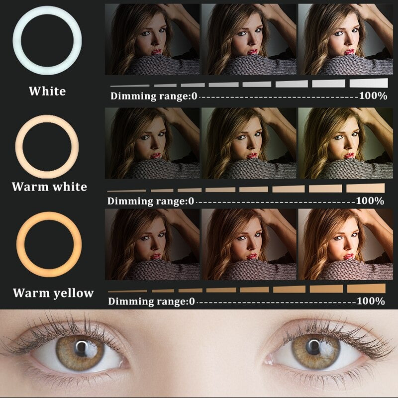 LAMPĂ CIRCULARĂ RING LIGHT PROFESIONALĂ 58 CM, MODEL STUDIO, 450 LED-URI, STATIV 210 CM INCLUS, TELECOMANDĂ ȘI TREI SUPORTURI TELEFON [5]