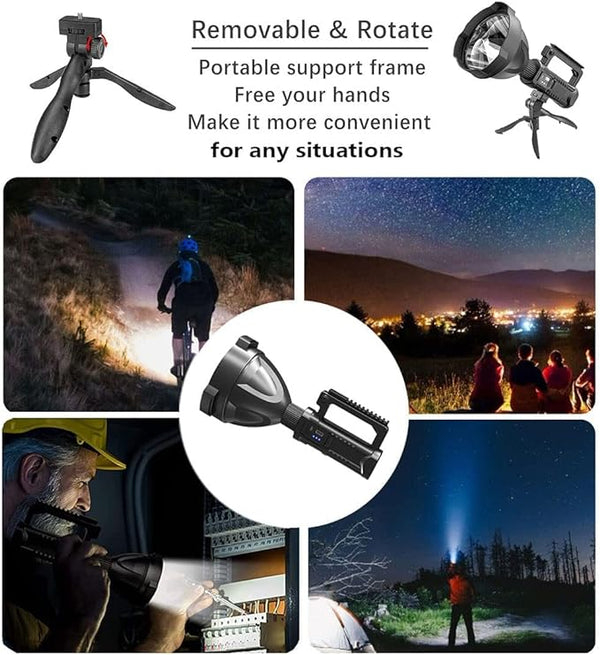 LANTERNĂ MULTIFUNCȚIONALĂ REÎNCĂRCABILĂ CU TREPIED, 4 MODURI ILUMINARE, ÎNCĂRCARE USB ȘI INDICATOR BATERIE – PROIECTOR PORTABIL, NEGRU [3]