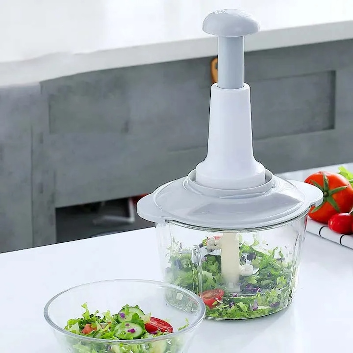 MAȘINĂ DE TOCAT LEGUME MANUALĂ PRIN PRESARE, MULTIFUNCȚIONALĂ , DISPOZITIV RAPID DE TĂIAT CEAPĂ, USTUROI ȘI VERDEȚURI, ACCESORIU BUCĂTĂRIE [5]