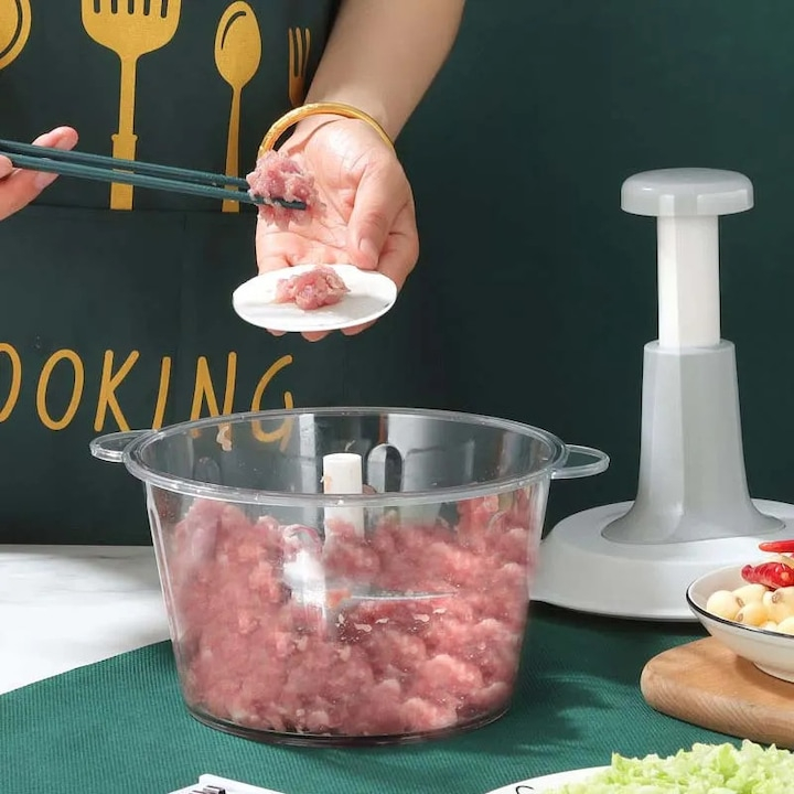 MAȘINĂ DE TOCAT LEGUME MANUALĂ PRIN PRESARE, MULTIFUNCȚIONALĂ , DISPOZITIV RAPID DE TĂIAT CEAPĂ, USTUROI ȘI VERDEȚURI, ACCESORIU BUCĂTĂRIE [4]