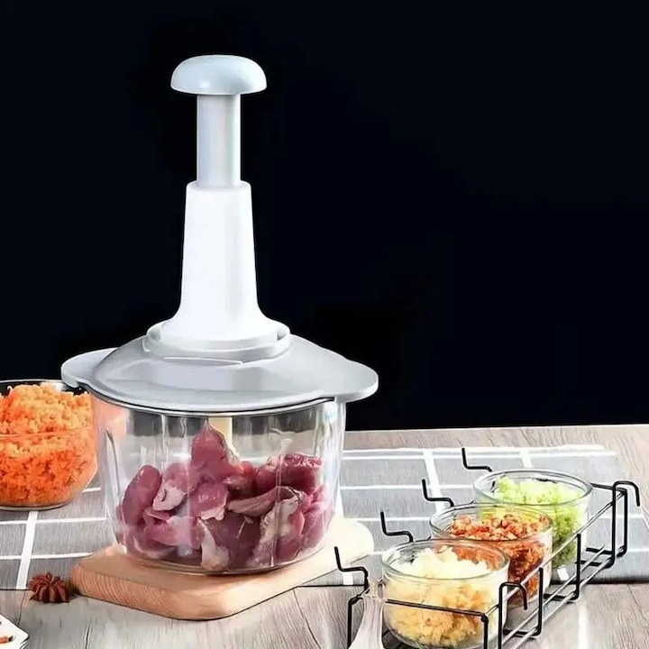 MAȘINĂ DE TOCAT LEGUME MANUALĂ PRIN PRESARE, MULTIFUNCȚIONALĂ , DISPOZITIV RAPID DE TĂIAT CEAPĂ, USTUROI ȘI VERDEȚURI, ACCESORIU BUCĂTĂRIE [9]