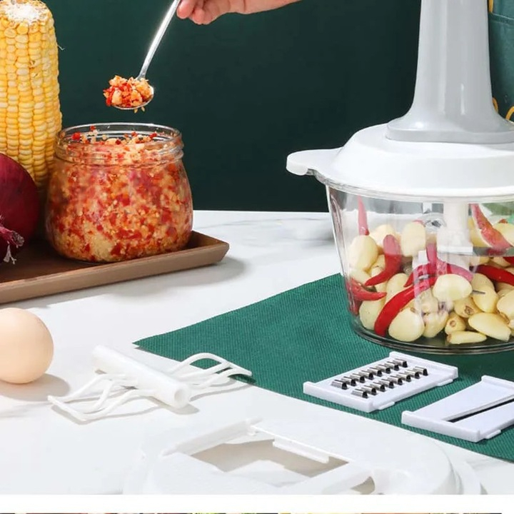 MAȘINĂ DE TOCAT LEGUME MANUALĂ PRIN PRESARE, MULTIFUNCȚIONALĂ , DISPOZITIV RAPID DE TĂIAT CEAPĂ, USTUROI ȘI VERDEȚURI, ACCESORIU BUCĂTĂRIE [8]