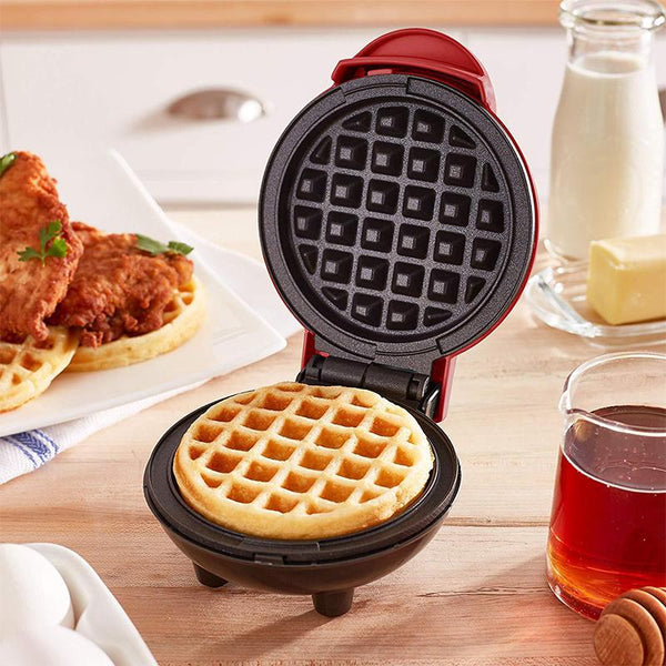 MINI APARAT DE FĂCUT VAFE ȘI GOFRE, ÎNVELIȘ ANTIADERENT, PROTECȚIE SUPRAÎNCĂLZIRE, INDICATOR LUMINOS, DESIGN COMPACT , ROȘU [3]