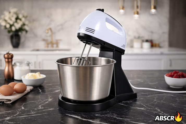 MIXER CU BOL DIN INOX 4L – PUTERE 380W, 7 TREPTE DE VITEZĂ, ACCESORII PENTRU FRĂMÂNTARE ȘI AMESTECARE, DESIGN ERGONOMIC ALB [4]