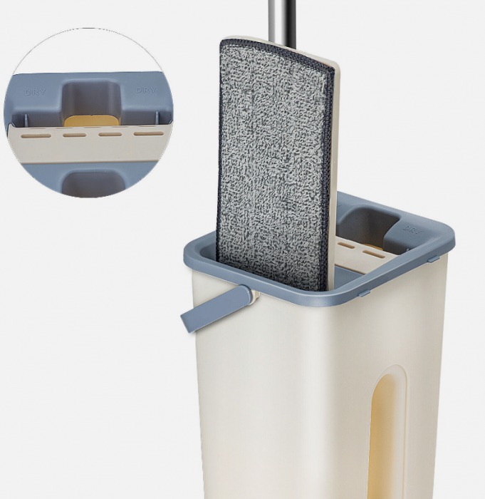 MOP DIN MICROFIBRĂ CU GĂLEATĂ CU 2 CUVE – SISTEM PROFESIONAL DE CURĂȚARE ȘI USCARE RAPIDĂ, REZERVĂ REUTILIZABILĂ, DESIGN COMPACT PENTRU ORICE SUPRAFAȚĂ [2]