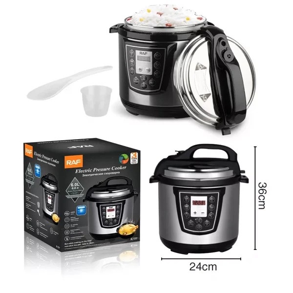 Oala electrica sub presiune RAF 6L 1000W multifunctional si multiprogramabila, otel inoxidabil, oala din aluminiu [3]