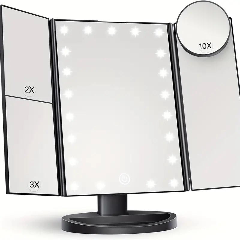 Oglinda pentru Machiaj cu 22 LEDuri si Marire 2x 3x, Pliabila, Rotativa Alimentare USB sau Baterii [1]