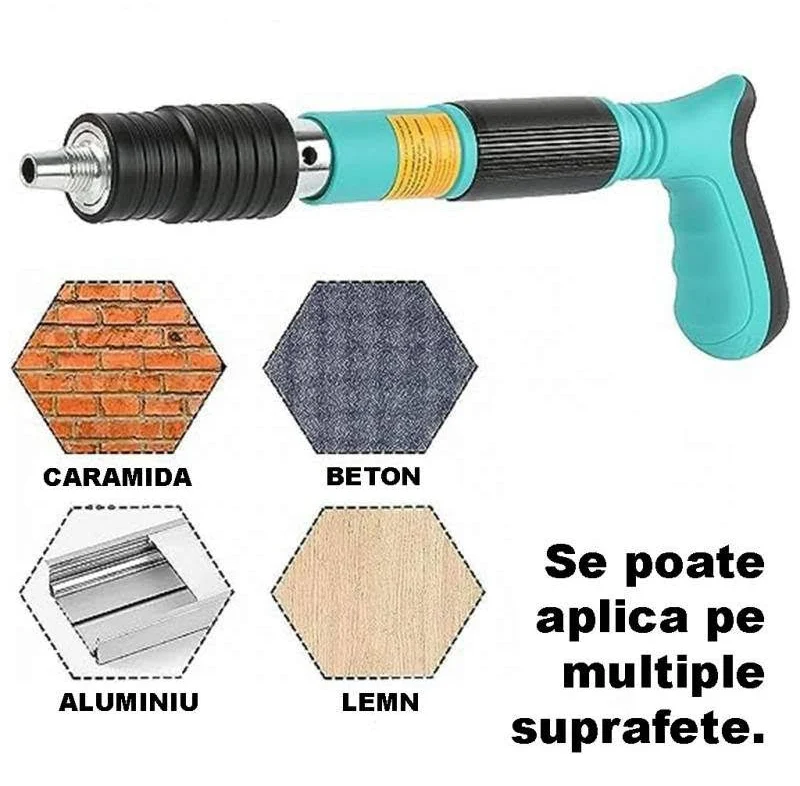 PISTOL MANUAL PENTRU FIXAREA CUIELOR ȘI NITURILOR, LUNGIME 30 CM, CALIBRU 7.3 MM, EFECT PNEUMATIC , DISPOZITIV PROFESIONAL PENTRU MONTAJ RAPID ÎN BETON ȘI OȚEL [3]