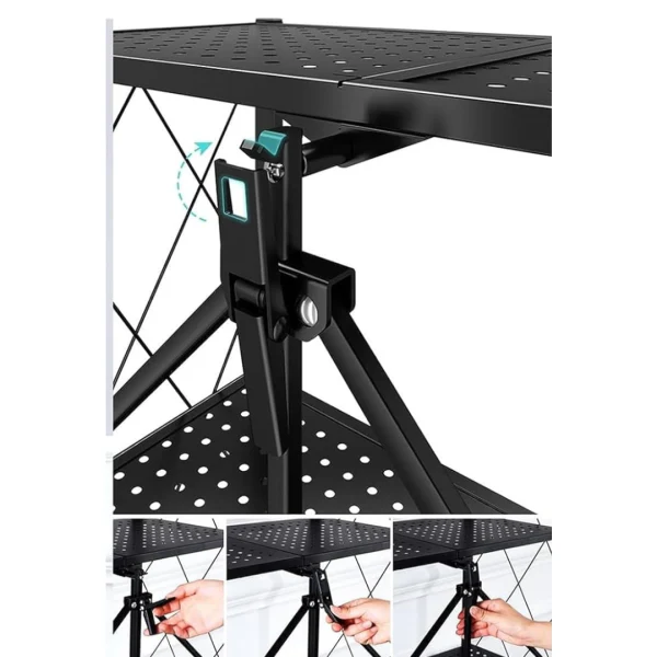 Raft depozitare, metalic, pliabil, pe roti, 3 polite, 71,5 x 39 x 89 cm [4]