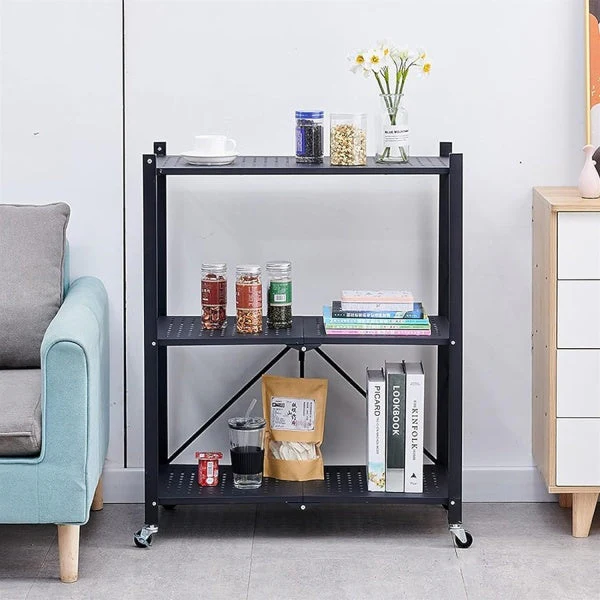 Raft depozitare, metalic, pliabil, pe roti, 3 polite, 71,5 x 39 x 89 cm [5]