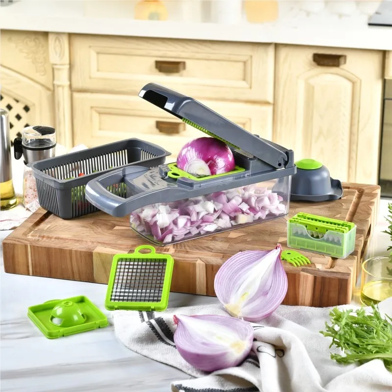 Razatoare multifunctionala pentru legume si fructe 16 piese, lame din otel inoxidabil + maner protectie [3]