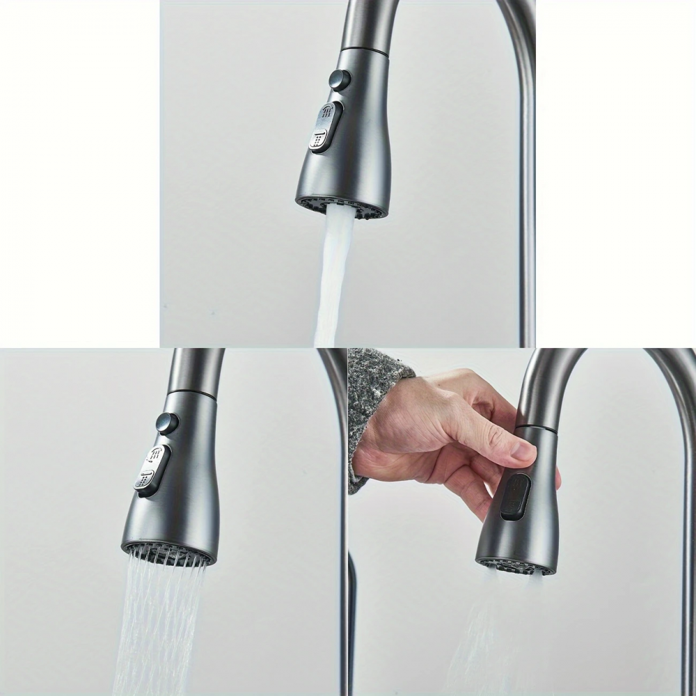 Set chiuveta bucatarie multifunctionala, statie de lucru, dus extractibil, 4 moduri de spalare, gri antracit, spalator pahare, dozator sapun, accesorii scurgere incluse [4]
