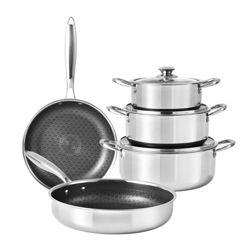 SET VASE DE GĂTIT DIN ALUMINIU FORJAT, 8 PIESE, ÎNVELIȘ ANTIADERENT ȘI CAPACE DIN STICLĂ TERMOREZISTENTĂ – SET COMPLET OALE ȘI TIGAIE [4]