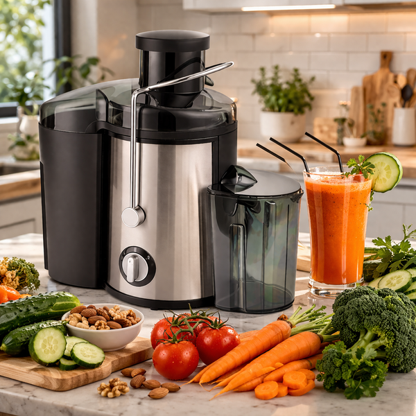 STORCĂTOR ELECTRIC DE FRUCTE ȘI LEGUME 1400W – PUTERE MAXIMĂ, RECIPIENT SUC 600ML, RECIPIENT PULPĂ 1500ML, 2 TREPTE DE VITEZĂ ȘI FUNCȚIE PULSE [5]