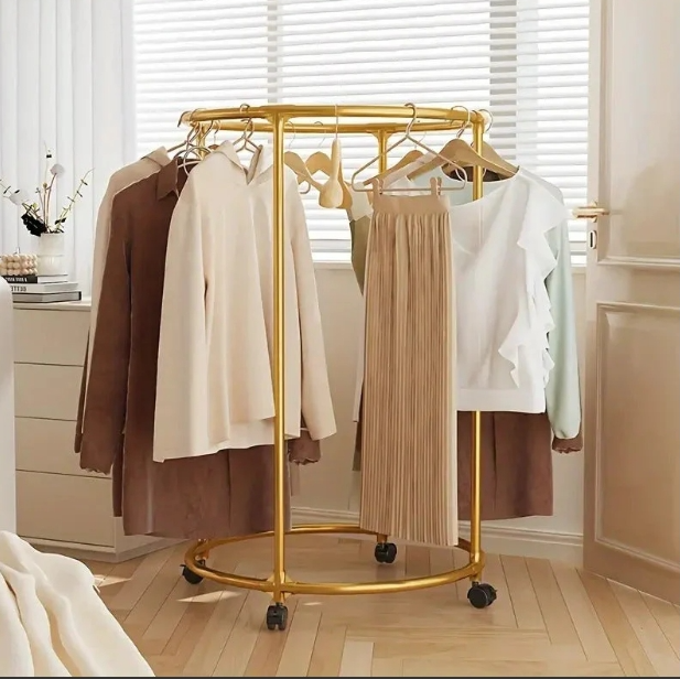 Suport rotund din oțel Inoxidabil pentru haine, cu roti, finisaj cromat, capacitate 40 kg [2]