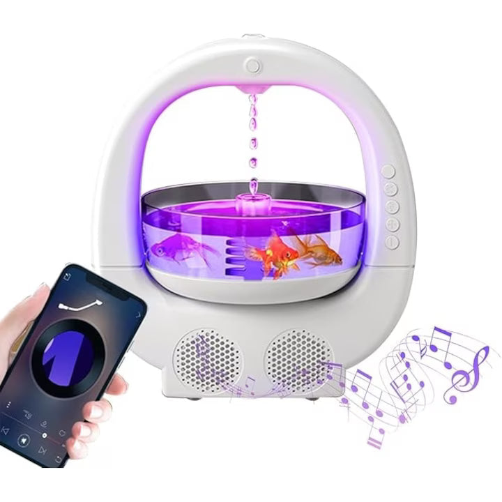 UMIDIFICATOR MULTIFUNCȚIONAL 3-ÎN-1: BOL DECORATIV, BOXĂ BLUETOOTH ȘI ILUMINARE RGB – CAPACITATE 700ML, DESIGN MODERN DIN ABS ALB [8]