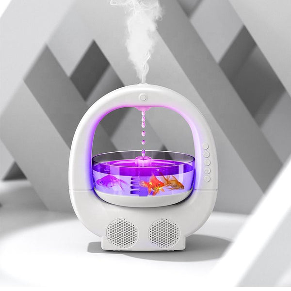 UMIDIFICATOR MULTIFUNCȚIONAL 3-ÎN-1: BOL DECORATIV, BOXĂ BLUETOOTH ȘI ILUMINARE RGB – CAPACITATE 700ML, DESIGN MODERN DIN ABS ALB [3]