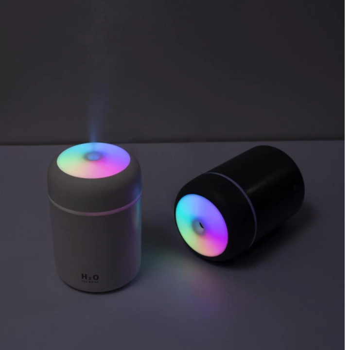 UMIDIFICATOR DE AER ȘI DIFUZOR AROMATERAPIE 300ML – COMPACT ȘI SILENȚIOS PENTRU CASĂ, BIROU SAU MAȘINĂ, CULOARE GRI, ILUMINARE LED [4]