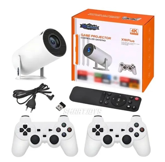 Videoproiector portabil, X10 Plus, 5000 lumeni, 4K Ultra HD, WiFi, Bluetooth 5.0, difuzor integrat, telecomanda, 10.000 jocuri incluse, Rotatie 180 grade, alb [3]
